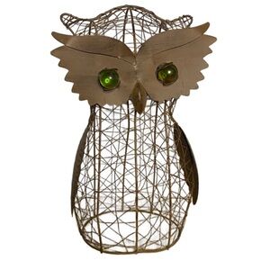 Brown Metal Wire Owl Decoration. candle Holder. Hootie Owl. Marbled Eyes.